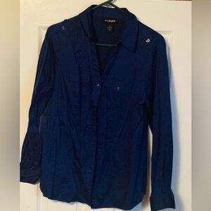 ⭐️Navy Blue Lane Bryant button up shirt sz 14